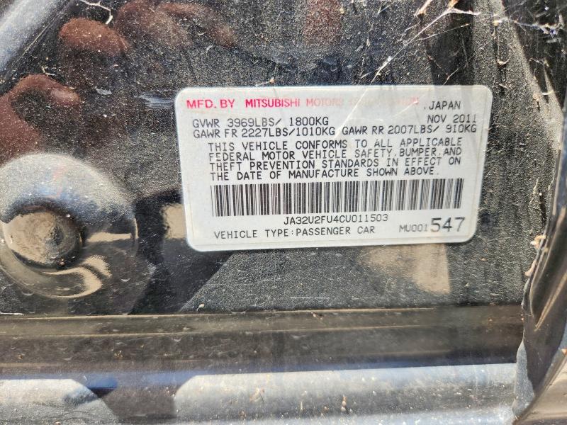 Aukcja sprzedaży 2012 Mitsubishi Lancer, vin: JA32U2FU4CU011503, numer aukcji: 58652886