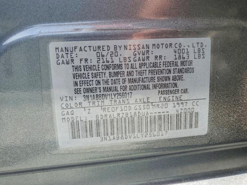 2020 Nissan Sentra მანქანა იყიდება აუქციონზე, vin: 3N1AB8DV1LY256017, აუქციონის ნომერი: 57677416