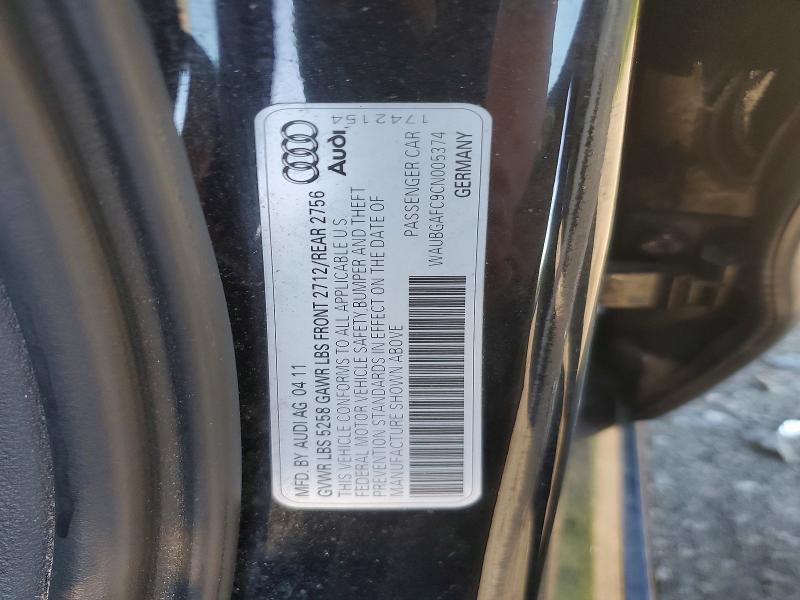 56340256 :رقم المزاد ، WAUBGAFC9CN005374 vin ، 2012 Audi A6 مزاد بيع