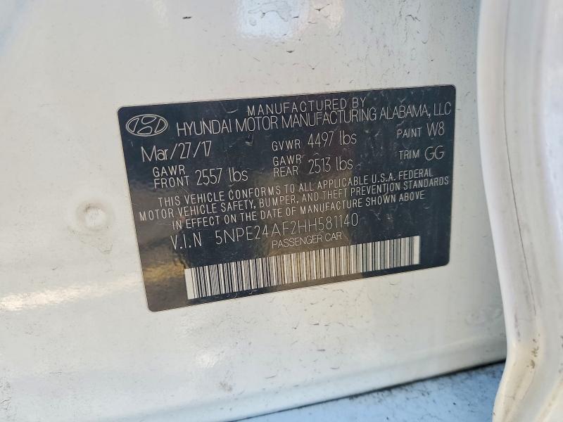 Aukcja sprzedaży 2017 Hyundai Sonata, vin: 5NPE24AF2HH581140, numer aukcji: 58382826