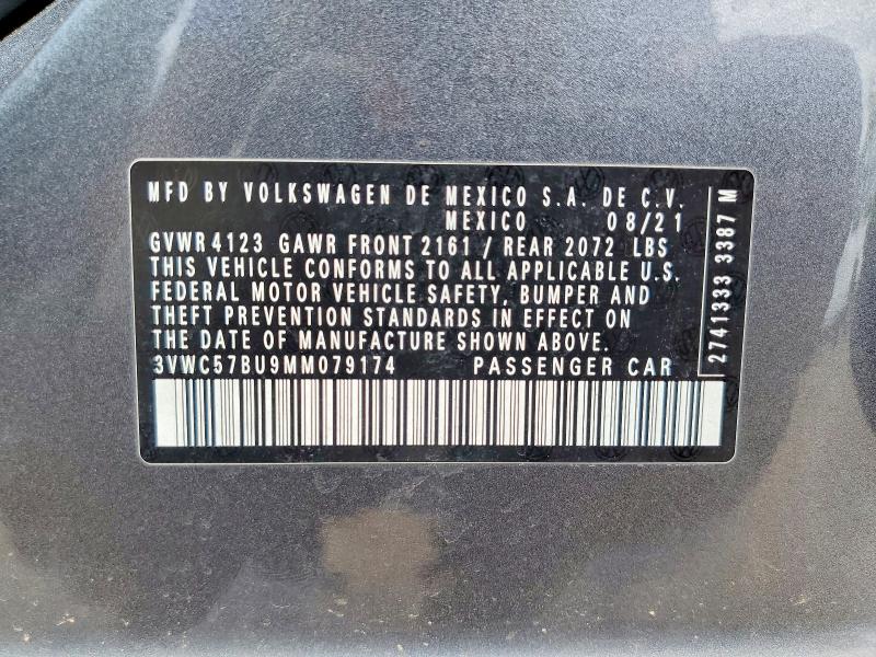 56111636 :رقم المزاد ، 3VWC57BU9MM079174 vin ، 2021 Volkswagen Jetta مزاد بيع