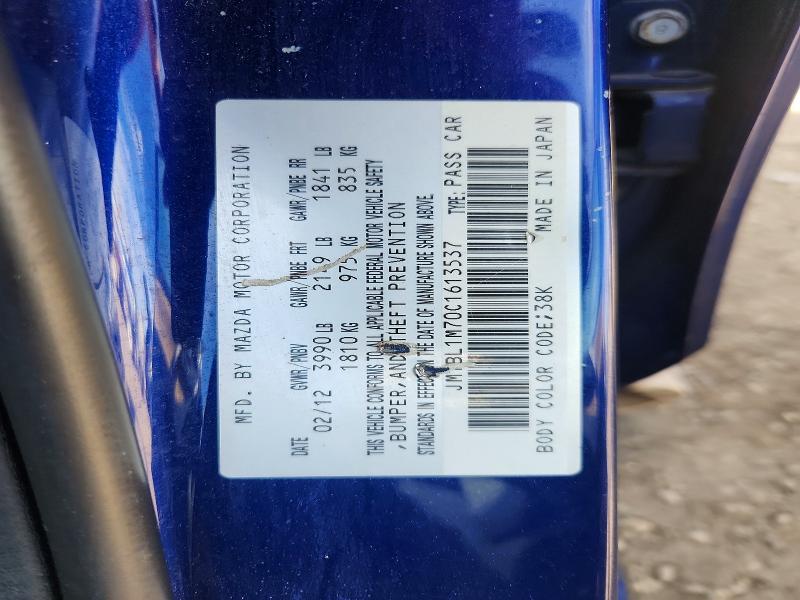 55807936 :رقم المزاد ، JM1BL1M70C1613537 vin ، 2012 Mazda 3 مزاد بيع