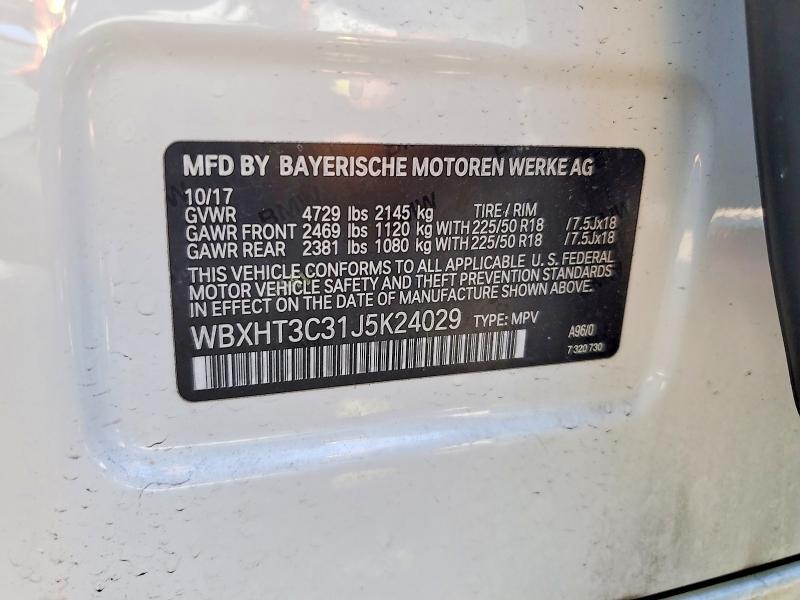 Aukcja sprzedaży 2018 Bmw X1, vin: WBXHT3C31J5K24029, numer aukcji: 58925716
