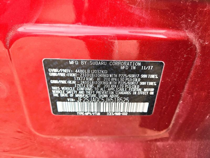 Продаж на аукціоні авто 2018 Subaru Forester, vin: JF2SJAGC5JH518525, номер лоту: 56471596