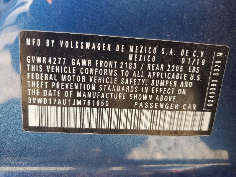 Продажа на аукционе авто 2018 Volkswagen Golf Sportwagen, vin: 3VWD17AU1JM761950, номер лота: 56121856