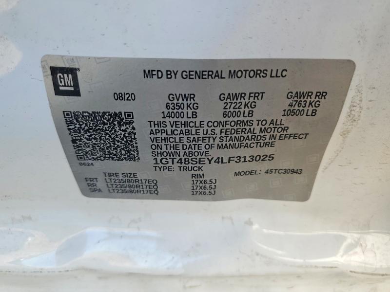 2020 Gmc Sierra მანქანა იყიდება აუქციონზე, vin: 1GT48SEY4LF313025, აუქციონის ნომერი: 56863266