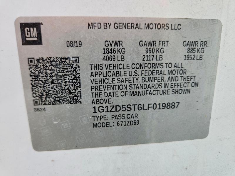 2020 Chevrolet Malibu მანქანა იყიდება აუქციონზე, vin: 1G1ZD5ST6LF019887, აუქციონის ნომერი: 56587326