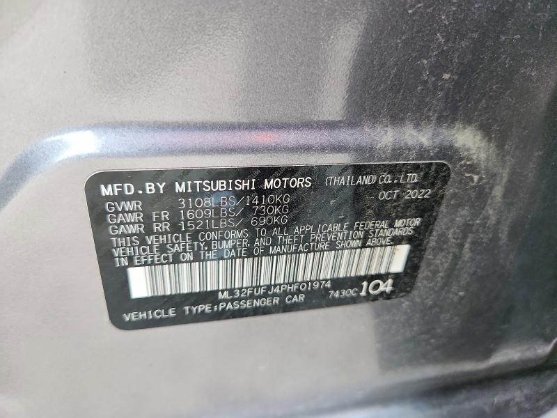 57058456 :رقم المزاد ، ML32FUFJ4PHF01974 vin ، 2023 Mitsubishi Mirage مزاد بيع