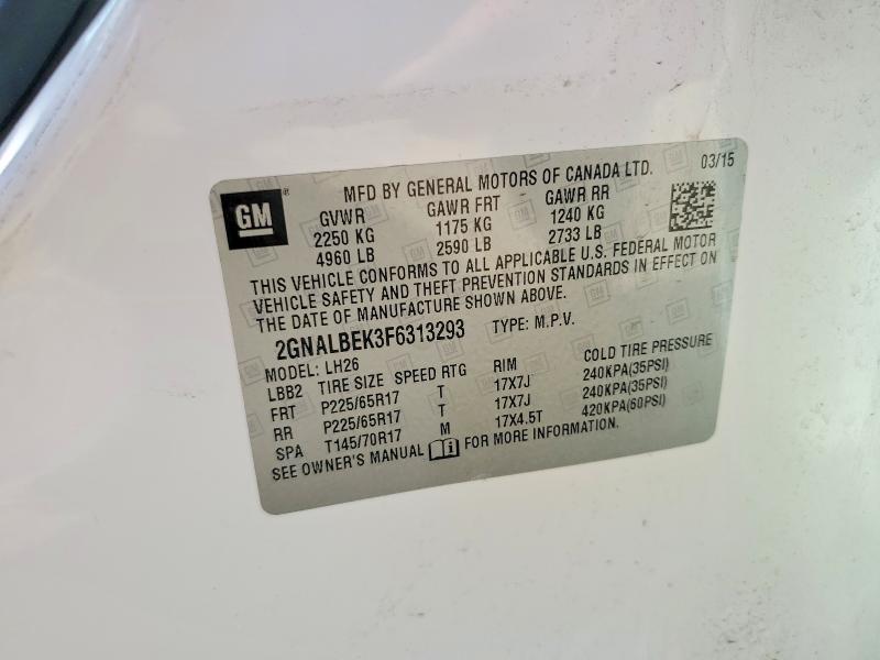 Продаж на аукціоні авто 2015 Chevrolet Equinox, vin: 2GNALBEK3F6313293, номер лоту: 56062126