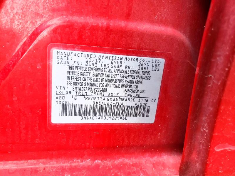 55865696 :رقم المزاد ، 3N1AB7AP3JY229480 vin ، 2018 Nissan Sentra مزاد بيع