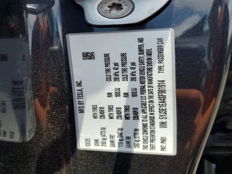 Продаж на аукціоні авто 2025 Tesla Model 3, vin: 5YJ3E1EA4SF981914, номер лоту: 85988185