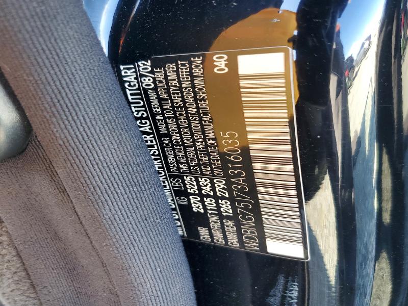 Aukcja sprzedaży 2003 Mercedes-benz S, vin: WDBNG75J73A316035, numer aukcji: 57370696