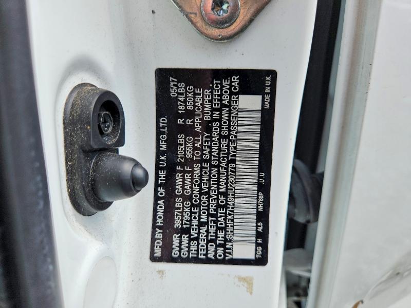 Продажа на аукционе авто 2017 Honda Civic, vin: SHHFK7H49HU230779, номер лота: 56966306