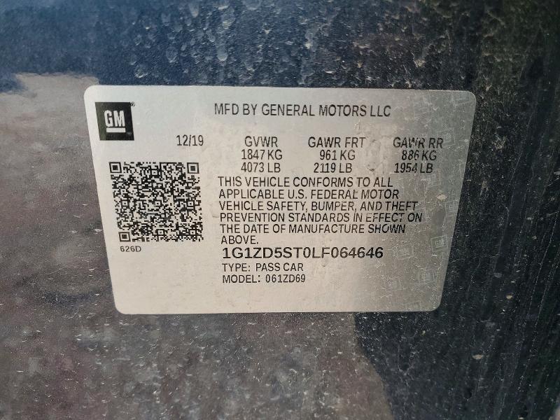 Продаж на аукціоні авто 2020 Chevrolet Malibu, vin: 1G1ZD5ST0LF064646, номер лоту: 58489556