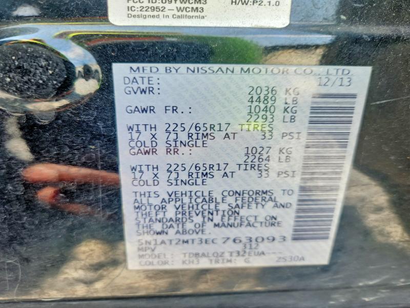 85619955 :رقم المزاد ، 5N1AT2MT3EC763093 vin ، 2014 Nissan Rogue مزاد بيع