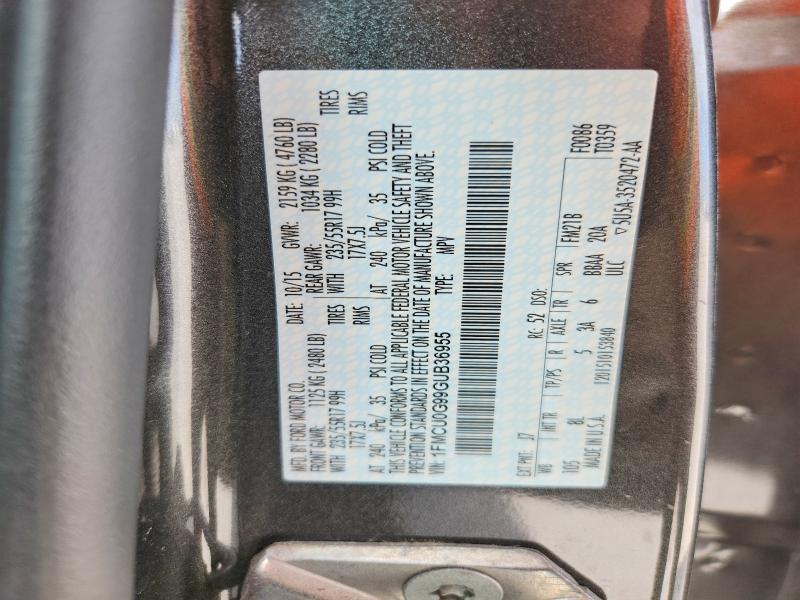 Aukcja sprzedaży 2016 Ford Escape, vin: 1FMCU0G99GUB36955, numer aukcji: 57340536