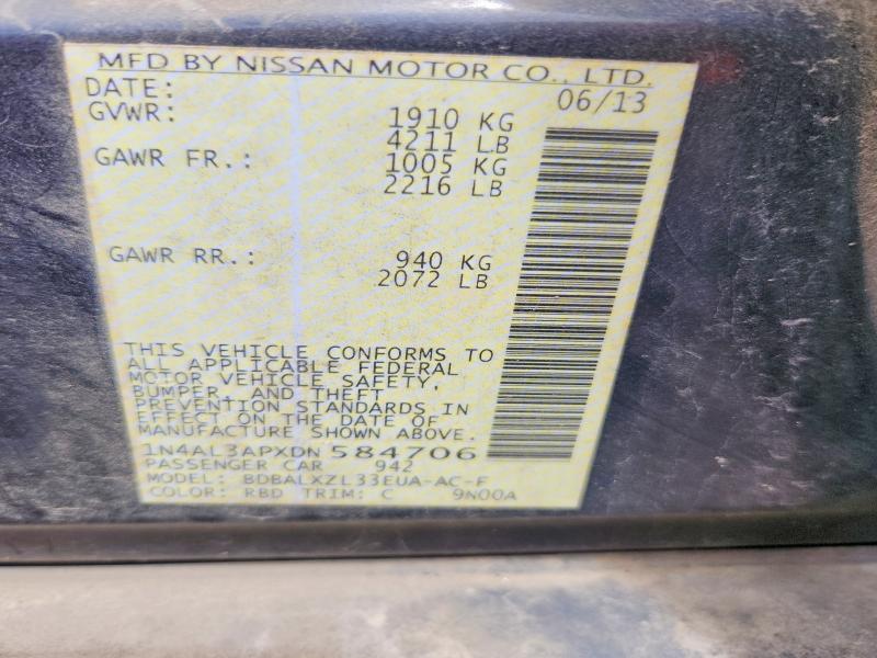 Продажа на аукционе авто 2013 Nissan Altima, vin: 1N4AL3APXDN584706, номер лота: 58736336