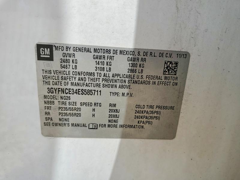 Auction sale of the 2014 Cadillac Srx, vin: 3GYFNCE34ES585711, lot number: 59056456