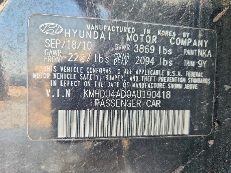 2010 Hyundai Elantra მანქანა იყიდება აუქციონზე, vin: KMHDU4AD0AU190418, აუქციონის ნომერი: 56771166