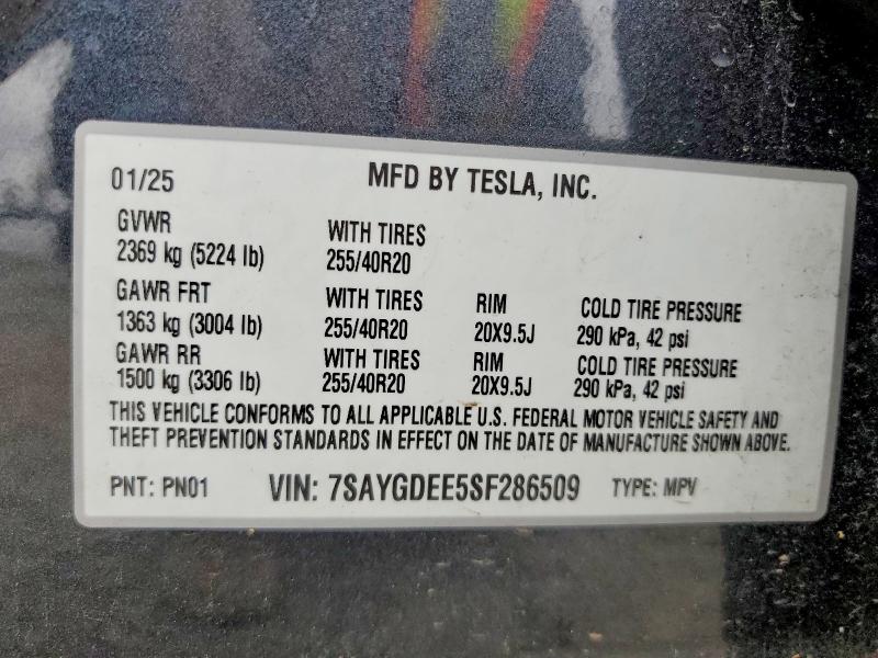 2025 Tesla Model Y მანქანა იყიდება აუქციონზე, vin: 7SAYGDEE5SF286509, აუქციონის ნომერი: 58686406