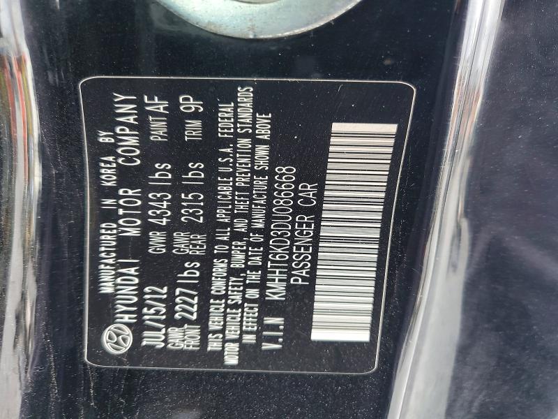 2013 Hyundai Genesis Coupe მანქანა იყიდება აუქციონზე, vin: KMHHT6KD3DU086668, აუქციონის ნომერი: 55773136