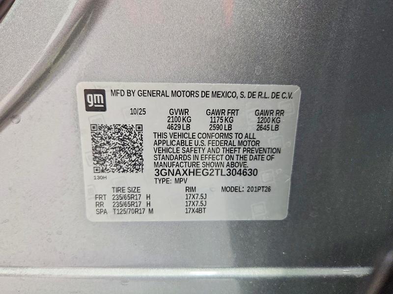 Продажа на аукционе авто 2026 Chevrolet Equinox, vin: 3GNAXHEG2TL304630, номер лота: 56625856