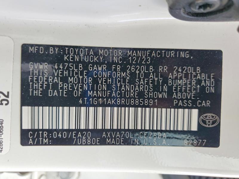 Aukcja sprzedaży 2024 Toyota Camry, vin: 4T1G11AK8RU885891, numer aukcji: 56582166