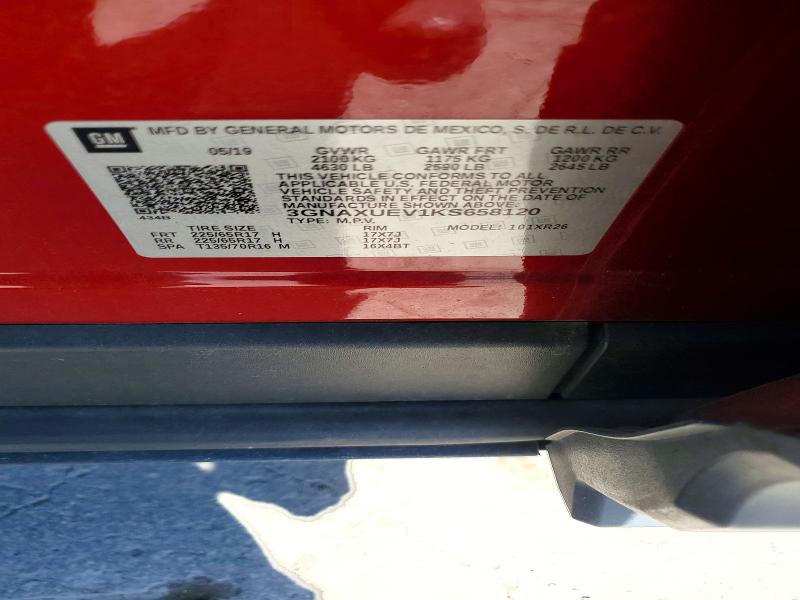 Aukcja sprzedaży 2019 Chevrolet Equinox, vin: 3GNAXUEV1KS658120, numer aukcji: 56076206