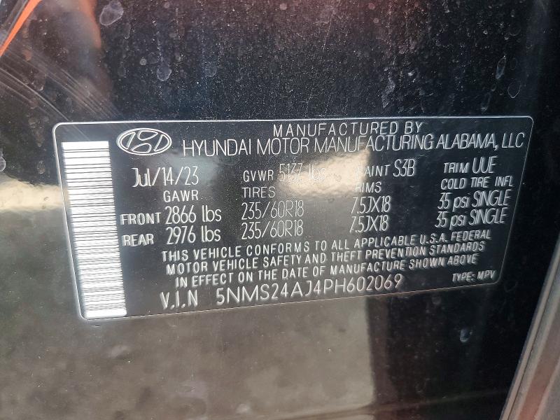 Aukcja sprzedaży 2023 Hyundai Santa Fe, vin: 5NMS24AJ4PH602069, numer aukcji: 58628166