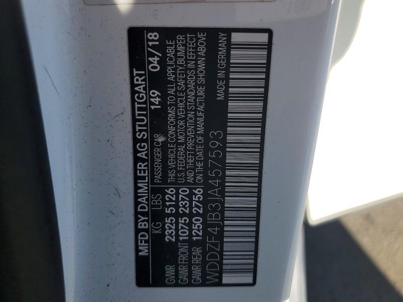 58949936 :رقم المزاد ، WDDZF4JB3JA457593 vin ، 2018 Mercedes-benz E مزاد بيع