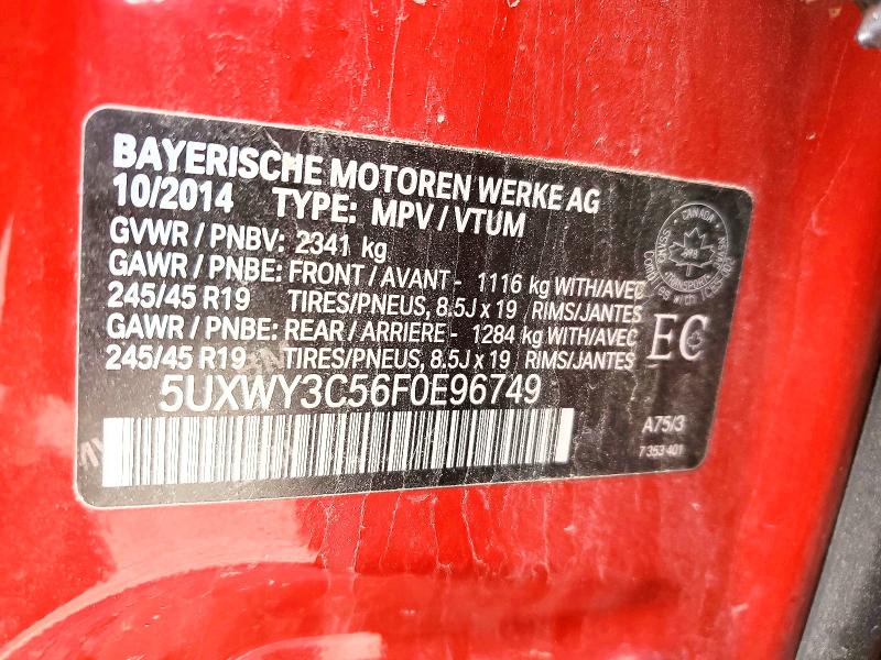 2015 Bmw X3 მანქანა იყიდება აუქციონზე, vin: 5UXWY3C56F0E96749, აუქციონის ნომერი: 58219896