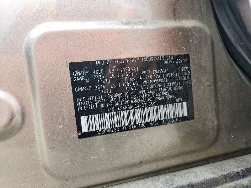 Aukcja sprzedaży 2015 Subaru Outback, vin: 4S4BSACC4F3250505, numer aukcji: 58468716