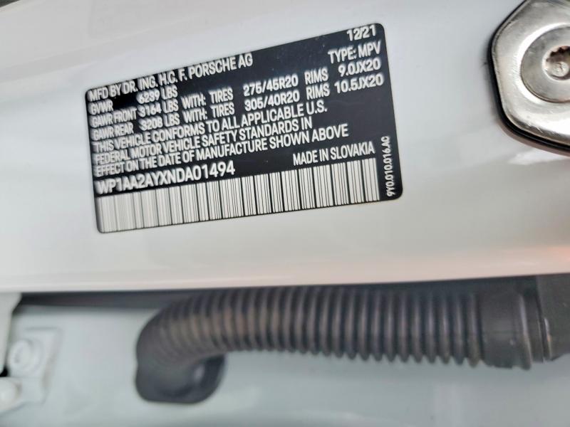 Продаж на аукціоні авто 2022 Porsche Cayenne, vin: WP1AA2AYXNDA01494, номер лоту: 59197626