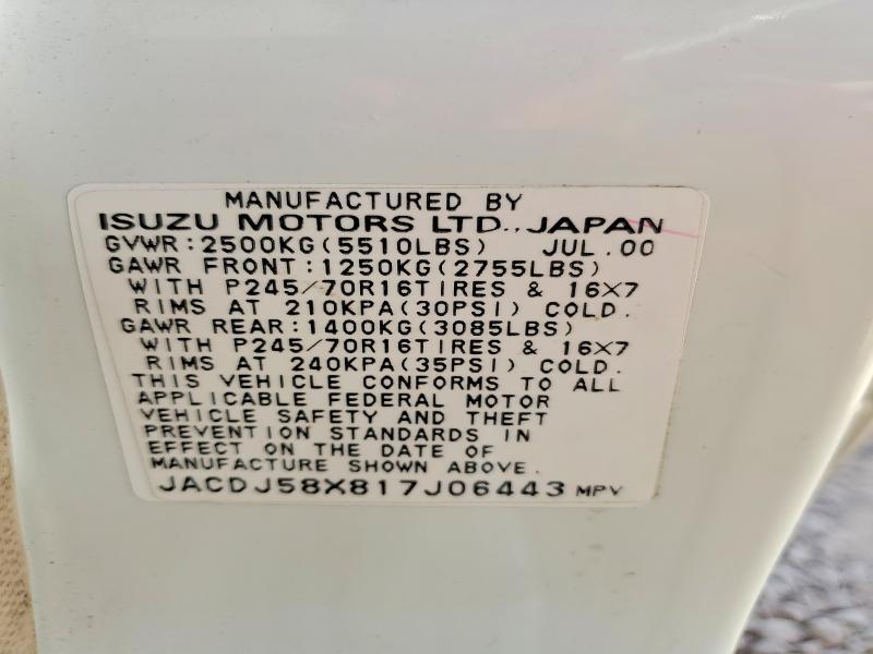 Продажа на аукционе авто 2001 Isuzu Trooper, vin: JACDJ58X817J06443, номер лота: 58116506