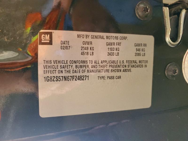 Продаж на аукціоні авто 2007 Saturn Aura, vin: 1G8ZS57N67F248271, номер лоту: 57406066