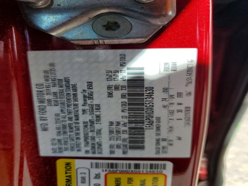 Aukcja sprzedaży 2016 Ford Fusion, vin: 1FA6P0HDXG5134630, numer aukcji: 57477966