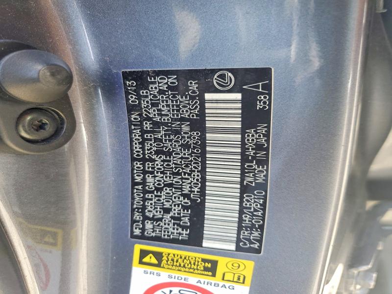 Aukcja sprzedaży 2013 Lexus Ct, vin: JTHKD5BH2D2167398, numer aukcji: 57950356