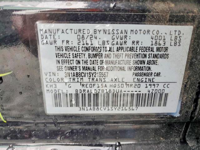 2025 Nissan Sentra მანქანა იყიდება აუქციონზე, vin: 3N1AB8CV1SY216567, აუქციონის ნომერი: 55314956