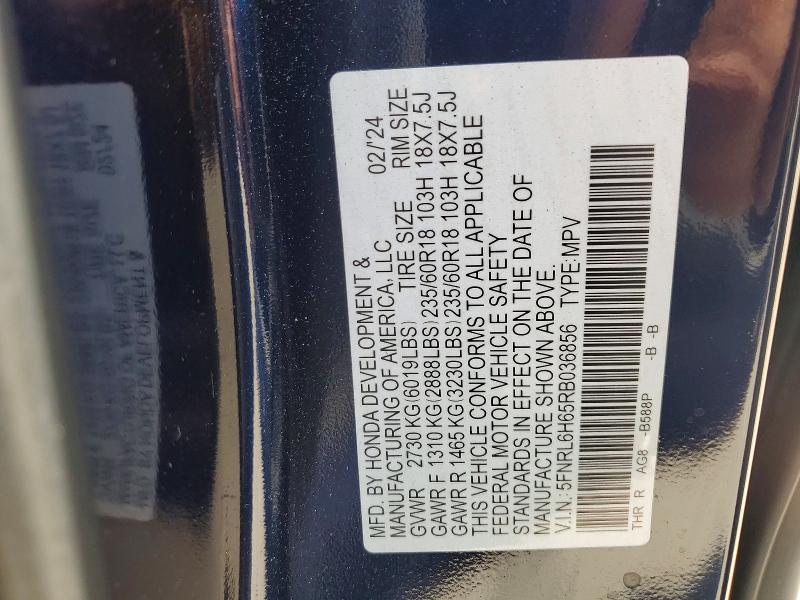 Продаж на аукціоні авто 2024 Honda Odyssey, vin: 5FNRL6H65RB036856, номер лоту: 55439336