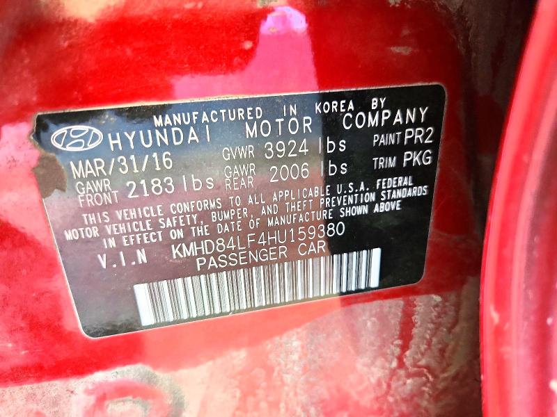 Aukcja sprzedaży 2017 Hyundai Elantra, vin: KMHD84LF4HU159380, numer aukcji: 55934826