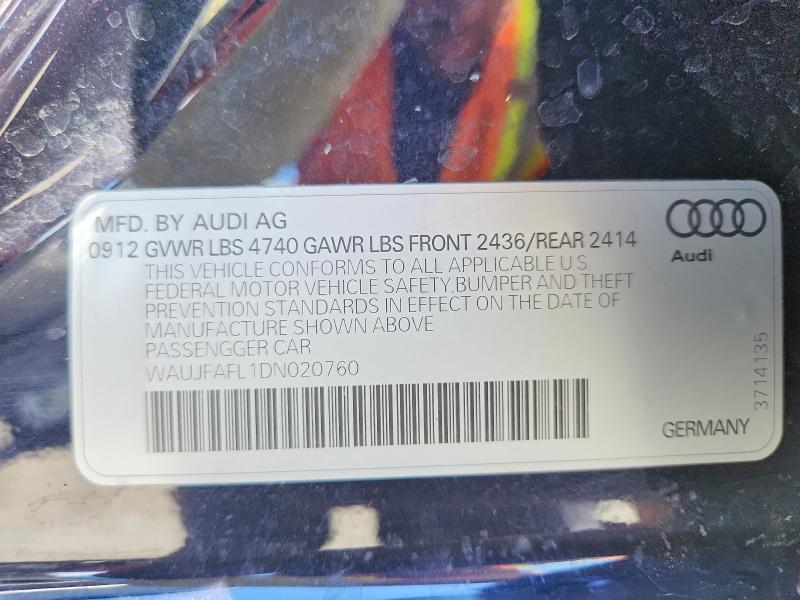 Aukcja sprzedaży 2013 Audi A4, vin: WAUJFAFL1DN020760, numer aukcji: 55619246