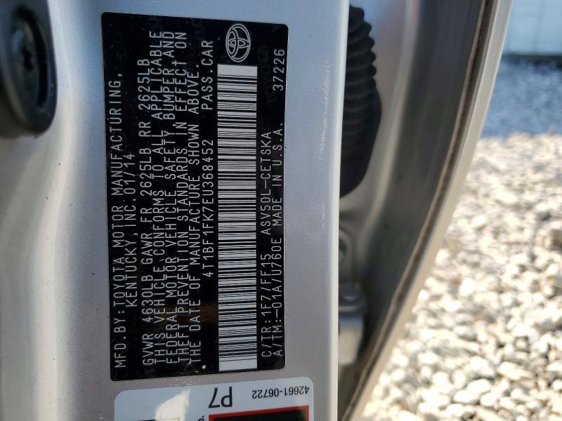 Aukcja sprzedaży 2014 Toyota Camry, vin: 4T1BF1FK7EU368452, numer aukcji: 55931926