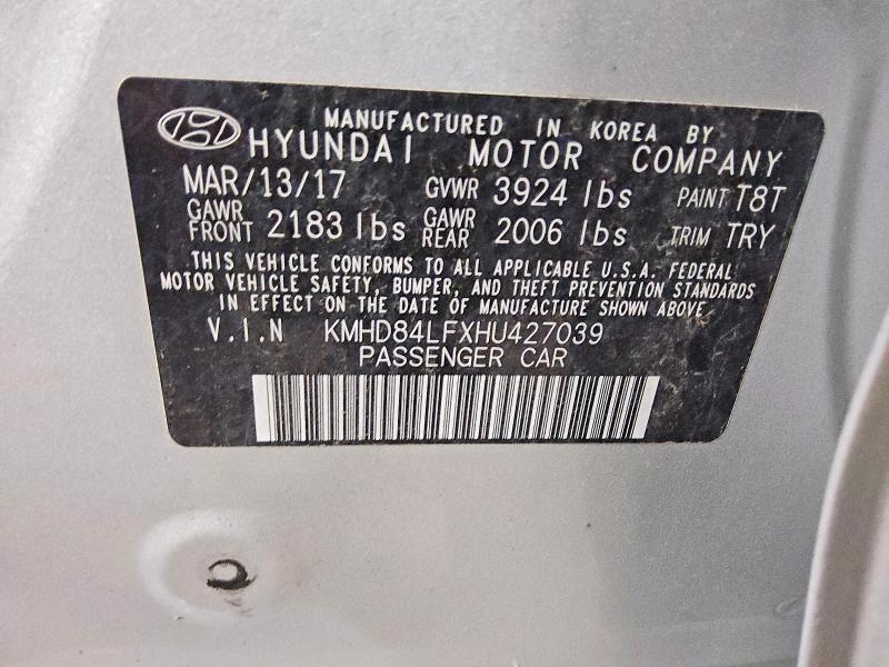 Aukcja sprzedaży 2017 Hyundai Elantra, vin: KMHD84LFXHU427039, numer aukcji: 59199956