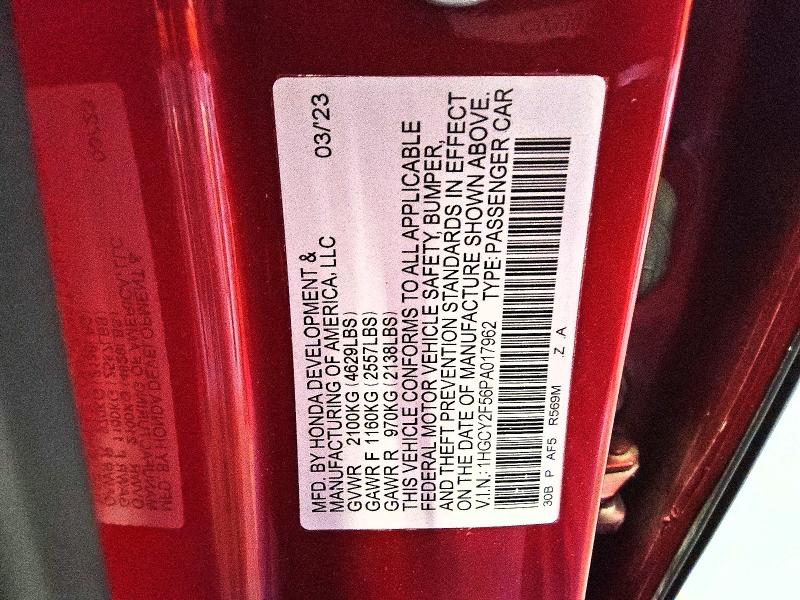Продаж на аукціоні авто 2023 Honda Accord, vin: 1HGCY2F56PA017962, номер лоту: 58204176