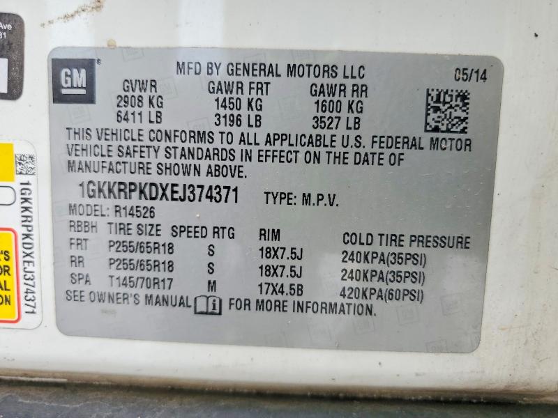 2014 Gmc Acadia მანქანა იყიდება აუქციონზე, vin: 1GKKRPKDXEJ374371, აუქციონის ნომერი: 57309946
