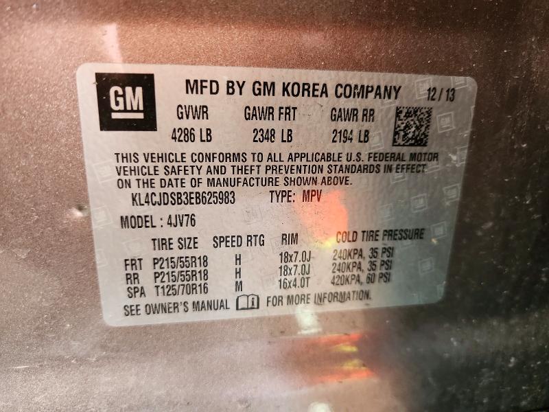 Aukcja sprzedaży 2014 Buick Encore, vin: KL4CJDSB3EB625983, numer aukcji: 58919276