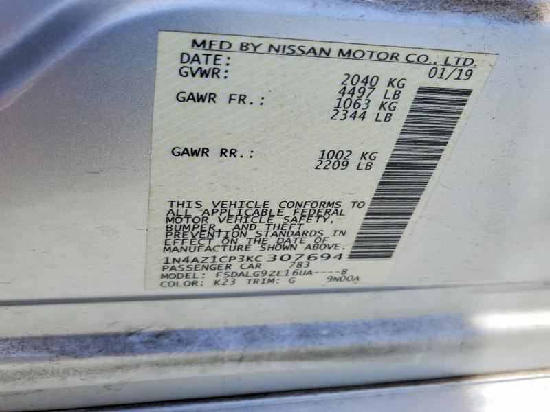 55622646 :رقم المزاد ، 1N4AZ1CP3KC307694 vin ، 2019 Nissan Leaf مزاد بيع