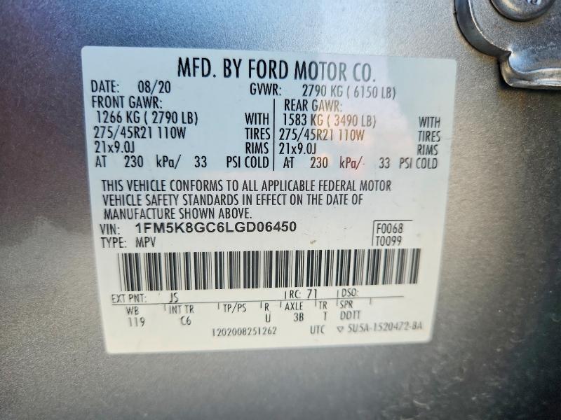 Aukcja sprzedaży 2020 Ford Explorer, vin: 1FM5K8GC6LGD06450, numer aukcji: 58363926