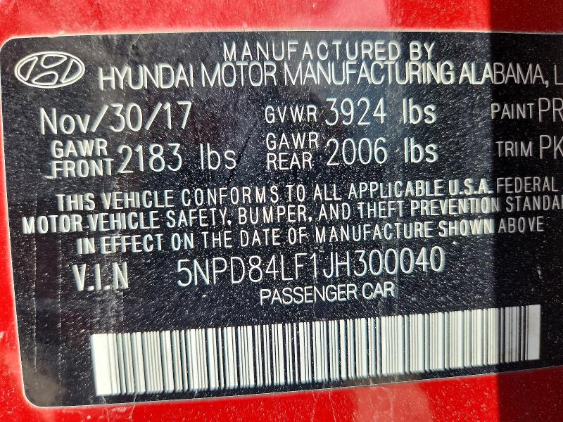 Продаж на аукціоні авто 2018 Hyundai Elantra, vin: 5NPD84LF1JH300040, номер лоту: 57778996