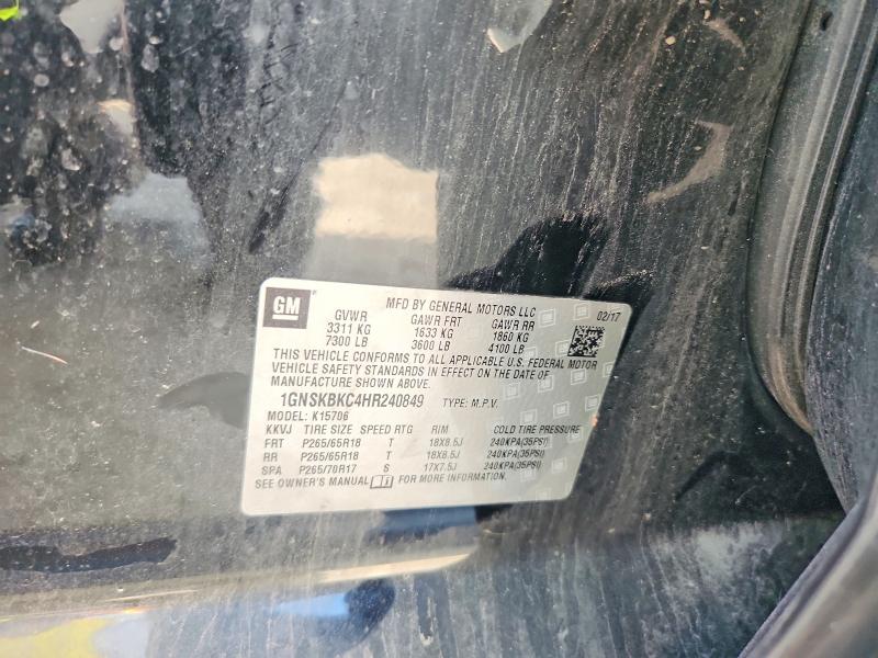 Продажа на аукционе авто 2017 Chevrolet Tahoe, vin: 1GNSKBKC4HR240849, номер лота: 56938206
